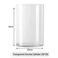 Transparent cylindrical acrylic flower bucket with 30cm height and 20cm diameter size - Transparent Round Straight Bucket (20-30 Cm); Flower Bucket