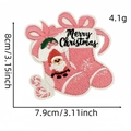 Pink Christmas socks embroidery patch with Santa and Merry Christmas lettering - 9# Christmas Stocking