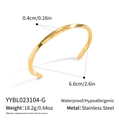 Macro shot of polished 18K gold plated stainless steel twisted open cuff bracelet details - Gold Twisted Style (YYBL023104-G)