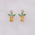 Micro-pave pineapple charms with yellow gems and rose gold finish for DIY jewelry - Pineapple
