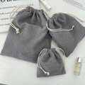 Juego de tres bolsas de pana gris con cordón en tamaños grande, mediano y pequeño - Pequeño (14 * 16 cm) / Gris