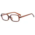 Gafas rectangulares marrón oscuro con lentes transparentes contra la luz azul - Marrón