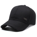 Berretto da baseball nero da uomo in cotone con placca in metallo e visiera stampata - Stile Etichetta Testo In Metallo / Ricamo Sport Nero
