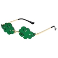 Cloud-shaped sunglasses featuring green lenses and a golden metal frame for St. Patrick's Day - Somersault Cloud