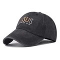 Vintage washed cotton baseball cap with Jesus The Truth The Life text embroidery - Adjustable / Jesus Black