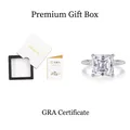Princess cut moissanite ring in white gold plating with premium gift box and GRA certificate - US 7 / Ring + Drawer Box + GRA Certificate