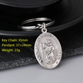 Llavero de San Cristóbal en acero inoxidable con colgante 37x24mm y aro de 35mm - Medalla San Cristóbal