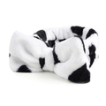 Detailopname van pluche koraalvlies hoofdband met een schattig zwart-wit stippenpatroon - Zwart-Wit Luipaardprint