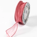 Sheer rose pink pearl fish tail gauze ribbon with stitched edges for flower bouquets - Fishtail Yarn (Standard Roll) / Coral