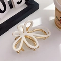 Elegant white floral hair claw clip with gold alloy base and glossy finish - Large-9cm / White