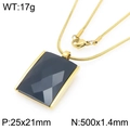 Square black faceted glass pendant on gold 18K plated snake chain necklace - Gold 25*21mm Black (KN292805-GC)