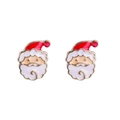 Detail of Santa Claus earrings with red rhinestone accents and gold trim finish - A138-9 Santa Claus