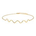 Fashionable minimalist 18K gold wave choker necklace with lobster clasp for women - Wavy Thin Necklace/Anklet