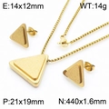 Parure bijoux étoile triangle dorée avec collier givré et boucles d'oreilles - Style de Forme Triangulaire (KS201167-AF)