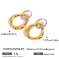 Orecchini a goccia minimalisti bicolore in acciaio inossidabile con dimensioni - Stile Organico Fluido Bicolore (JDEW2408007-PS)