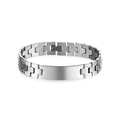 Silver stainless steel curb chain bracelet for men with blank engravable ID plate - Style 5 / Silver