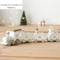 Petit train de Noël en bois blanc et doré avec figurines bonhomme de neige et ours - Petit Train Blanc et Or de 20CM