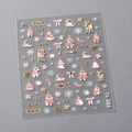 Pink Christmas bear nail stickers with gold metallic finish and stars, model TL-282 - TL-282 Pink Christmas Bear Series