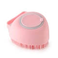 Brosse de bain rose en silicone pour animaux avec poils souples et poignée ergonomique - Cœur Rose