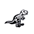 Detailed enamel lapel pin featuring a black and white T-Rex dinosaur skeleton design - Skeleton Dinosaur