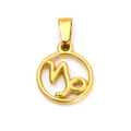 Gold stainless steel hollow-out Capricorn zodiac sign pendant with mirror finish - Capricorn (SP641G-10)