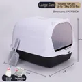 Large enclosed black and white cat litter box with door and scoop, size 51x37x36cm - Large (50*37*36cm) / Ink Black