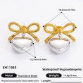 Pendientes de acero inoxidable bicolor con lazo y corazón en oro y plata - Pendientes con Lazo y Corazón de Color Mixto Oro y Plata EH11061