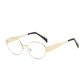 Chic oval sunglasses with golden metal frame and clear lenses for trendy street style - Gold Frame Transparent Lens C5