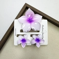 Purple gradient frangipani hair claw clip set with marble effect for elegant styling - Five-petaled Flower - White Background With Purple Heart Set (includes Card)