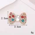 Peacock bow brooch with colorful rhinestones on gold base for DIY hair accessories - D717 Bowknot