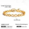 Pulsera de infinito en acero inoxidable oro 18K con brillantes circonitas blancas - Estilo de Símbolo de Infinito con Diamantes (JDB0111110)