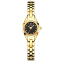 Montre bracelet dorée pour femme avec cadran noir minimaliste et bracelet en maille fine - Boîtier Or Cadran Noir Bracelet Or