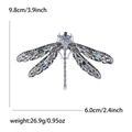 Silberne Libellen-Brosche mit blau-violetten Kristallen und Maßen für Damen-Modeschmuck - Blau
