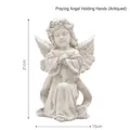 Statue d'ange en prière de style européen en résine blanc antique 21cm 550g - Ange en Prière Mains Croisées (Antique)