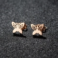 French vintage rose gold butterfly stud earrings with elegant hollowed-out wings design - Butterfly Style (176) / Rose Gold