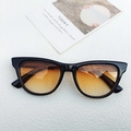 Square black sunglasses with orange gradient lenses and a vintage cat-eye frame style - Black Frame Sunset Yellow