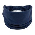 Navy blue elastic cotton headband with bohemian pleats and high-stretch fabric - Dark Navy Blue