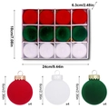 Set of 12 flocked Christmas balls in red, green, and white colors with 6cm diameter - 12 Pcs / 6cm / Red Green White