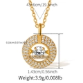 Detailed size and weight specs for 18K gold plated flower necklace with zircon stone - Classic Round Style (KN0491)