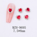 Dettaglio cristallo unghie a cuore rosso con micro strass e misura di 7.5x8mm - 9695