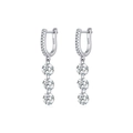 Elegante S925 Sterling Silber Tropfenohrringe mit vier rundgeschliffenen funkelnden Zirkonias - Dreifach-Stein Quaste Anhänger (RHE1569) / Silber