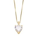 Collier pendentif cœur doré avec zircone cubique transparente et chaîne vénitienne - Blanc