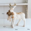White and gold Christmas reindeer ornament with fuzzy texture and glitter accents - Style A White Gold Standing Reindeer