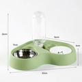 Green dual pet feeder with stainless steel bowl and automatic gravity water bottle - Matcha Green Stainless Steel