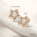 Orecchini a stella in rame placcato oro con zirconi AAA scintillanti e finitura lucida - Stile Pentagramma ED09-7