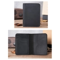 Vertical black crazy horse leather card wallet with two slots and high-end texture - Black (No Logo)
