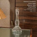 Extra large vintage glass candle holder with diamond texture and transparent finish 22cm - Diamond Pattern Extra Large / Clear