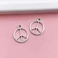 Silver peace sign metal pendants for DIY earrings and keychain accessories - Peace Sign