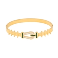 Golden belt buckle bangle with white and green crystals and rivet studs on white background - Belt Buckle Design Green White Stone Style (4#)