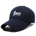 Dunkelblaue Baseballkappe mit weißer Royal-Stickerei und langem Schirm aus Baumwolle - Verstellbar / Marineblau